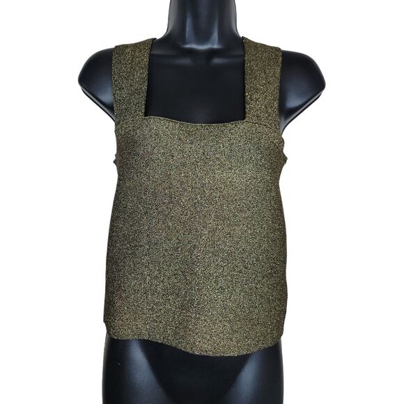 Gianni Bini Metallic Stretch Crop Top Size Medium - Picture 1 of 7